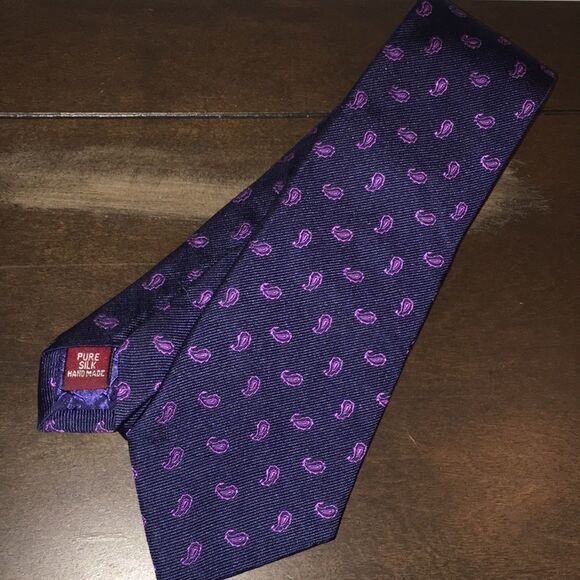 59” x 3 1/2” w-handmade Navy Blue Purple T M Lewin Silk Neck Tie-ask about FREE! - Picture 1 of 4